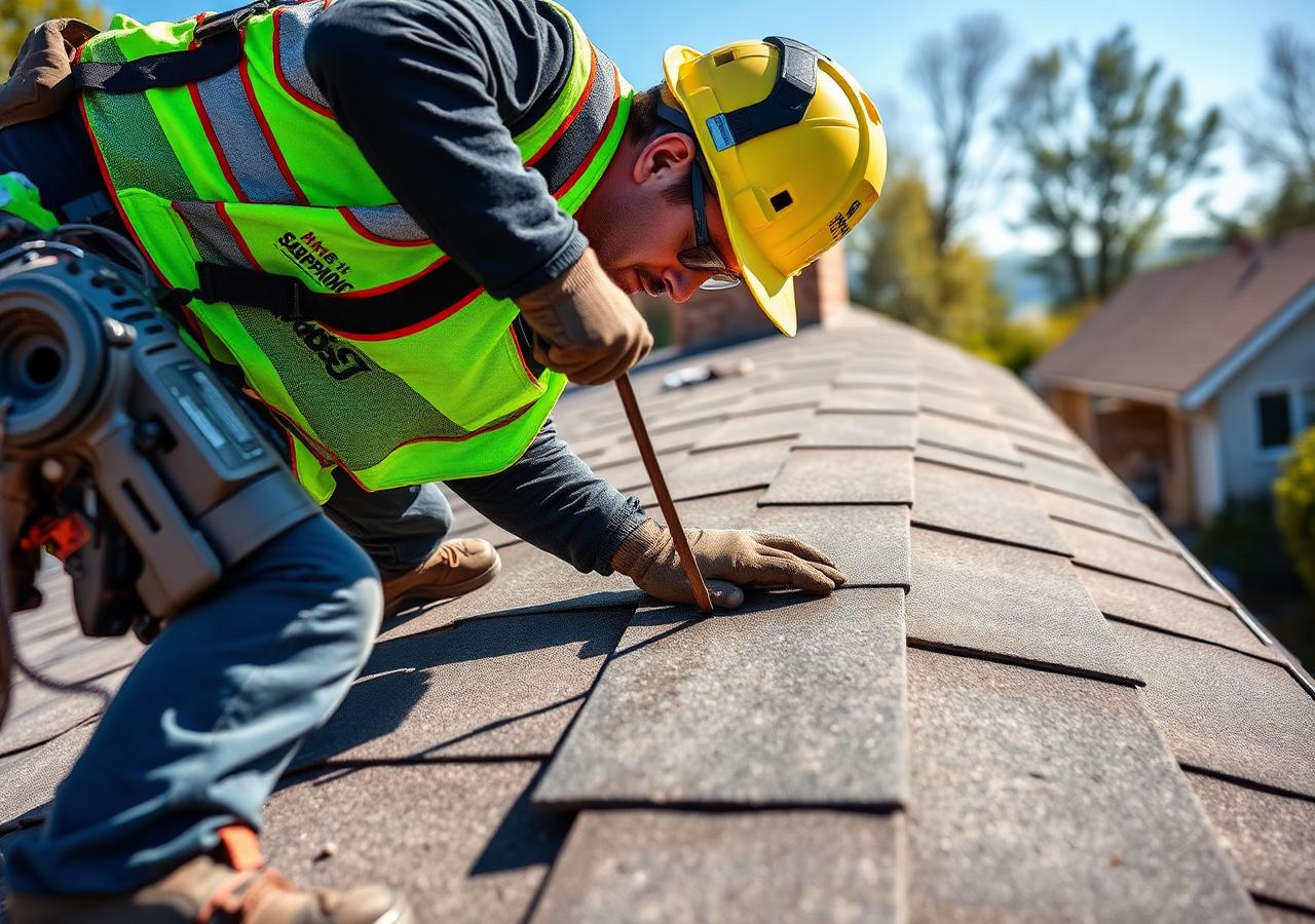 SLASH roofer installing shingles